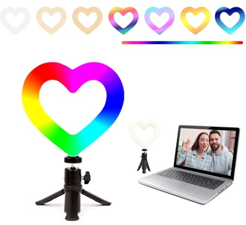 NANBEITONG 6 Desk Ring Light with Stand, 8.2 Tall, 47 Color Modes, USB Powered, Multicolored