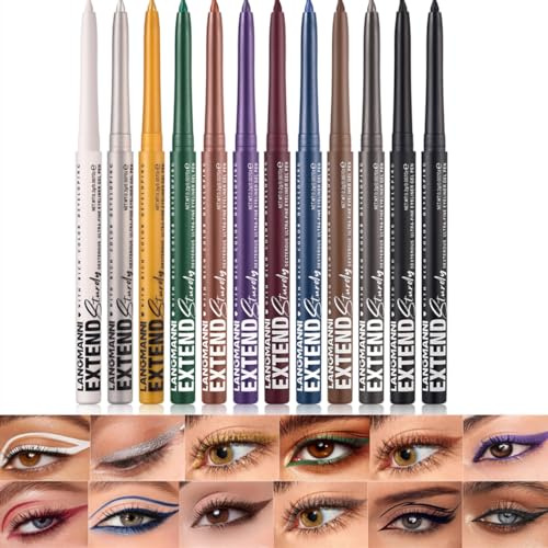 Kit Eyeliner Mat Shimmer Crayon Eyeliner Crème Rétractable Haute Pigmentation Séchage Rapide Résistant à l'eau et aux taches Créer des Lignes audacieuses et Définis (#ALLE)