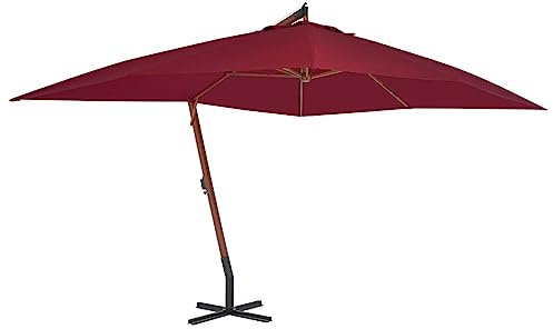 Iiaky Sombrilla lateral voladiza poste madera rojo burdeos 400x300 cm sombrilla playa grande sombrillas para jardin pie de sombrilla parasoles de jardin o terraza