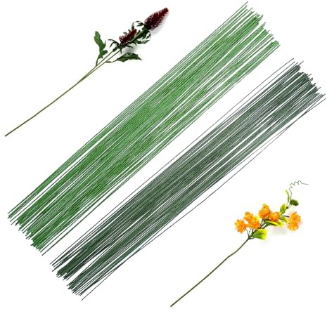 100 st blomstertråd, 40 cm, 0,5 mm diameter, blomtråd svart-grön grön blomtråd för hantverk, blomtråd, tunn blomtråd, blomtråd