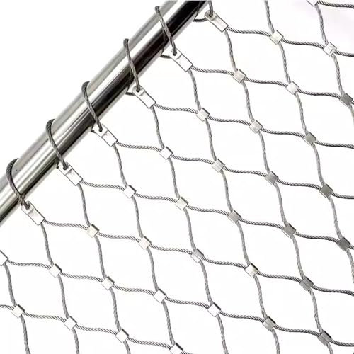 Wzmazingly Seilnetz Aus Edelstahl 304, Flexibles Drahtseilnetz Aus Edelstahl, Multifunktional Metallgeflecht, Garten Zaun, Schutznetz Gegen Absturz In Großer Höhe(1.2x5m)