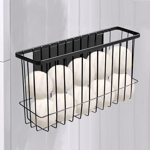 10 XL Large Magnetic Dryer Ball Holder for Laundry Room Dryer Ball Organization, Magnetic Lint Bin for Laundry Room Wool Dryer Ball Organizer, Iron Dryer Ball Container for Laundry Room Storage(Black)