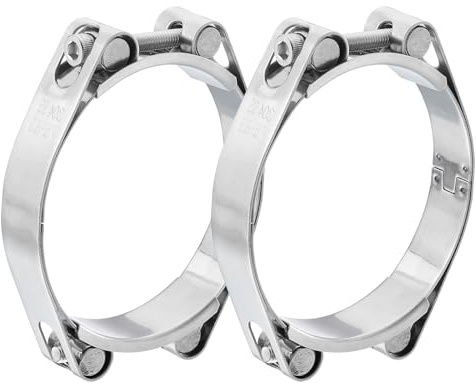 sourcing map 2Pcs T-Bolt Hose Clamp, 304 Stainless Steel Intake Soft Hose, Clamp Range 75-85mm for 3.35 Hose ID, T-Clamps for Automotive, Intercooler, Radiator, Silver