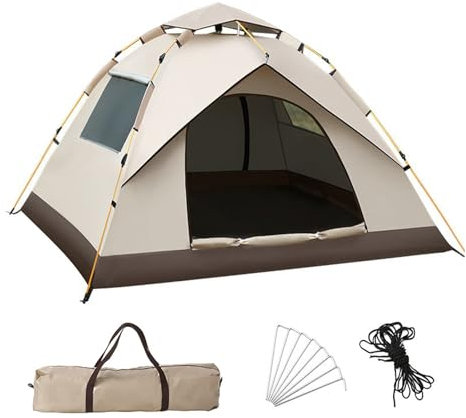 Automatisches Sofortzelt 2-3 Personen， 2 Mesh-Tür, 2 Mesh-Fenster, Doppelschicht & Winddichte Ultraleichte Kuppelzelt UV Schutz ，für Camping Wandern Backpacking