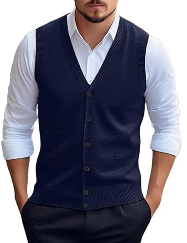 Gilet Lavorati A Maglia Da Uomo, Maglione Da Uomo In Maglia, Gilet In Misto Lana Spessa, Cardigan Senza Maniche con Bottoni, Gilet con Scollo A V, Maglione Da Lavoro Occidentale, Maglieria, Gilet In