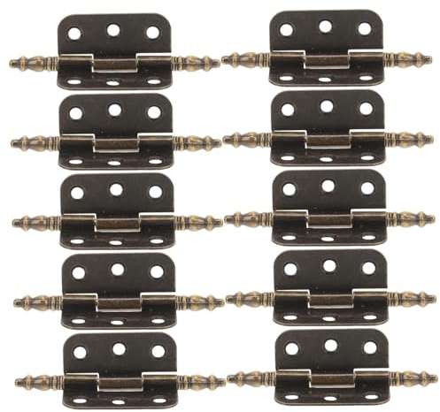 Veemoon Charnières Anciennes pour Portes en Fer Marron, Lot de 10 Pièces, Design Rétro 6 Trous, Installation Sécurisée et Charme Classique pour Meubles et Coffres
