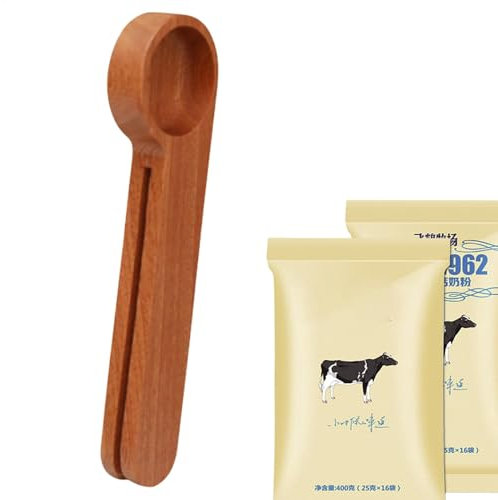 Cucharas medidoras de mango largo, cucharas medidoras de madera, cucharas de té y café, cuchara portátil para té y sal de baño con clip para té y sal de baño
