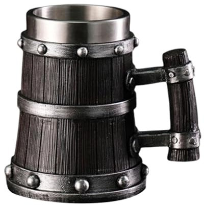 LOVIVER Boccale di birra in legno, boccale decorativo fatto a mano con manico, design vintage, tazza da birra, tazza da caffè per bar, casa, festa, Style a