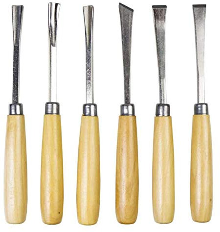 MYUYEE Set di 6 scalpelli Professionali per Intaglio del Legno 45 scalpelli per Legno in Acciaio Strumenti per la Scultura del Legno affilati e Fai da Te Ideali per,