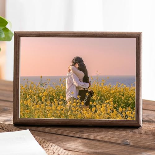Calefee Bilderrahmen 17x30, Fotorahmen zum Aufhängen und Aufstellen MDF-Holz mit Glas, Bilderrahmen Querformat für Familienfotos, 1 Stück
