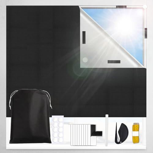 300*145cm Persiane Per Finestre Interno Senza Forare,100% Telo Oscurante Finestra,Tenda Oscurante Velux,Tende Oscuranti per Finestre da Tetto,Camera da Letto,Anti-UV Tagliabile Oscuranti per Finestre