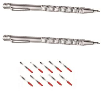 12 Piece Set Scribe Tool, Scribe, Scribing Tool, Scriber, Scriber Tool, Aluminium Magnet Carbide Scribe Tool Etching Pen With Clip, Metal Engraving Pen For Glass/Ceramics/Hardened Steel/Metal Sheet
