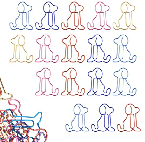 50 Pcs Hund Büroklammern Kreative Metall Büroklammern Süße Papierklammern | für Schule Büro Hause Poster Foto Dokument Organisieren