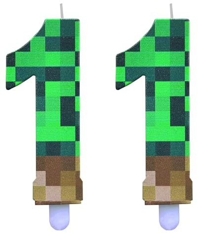 DazzJoy Pixel ljus 11. Födelsedag pojke, tecknat speltema ljus 11. Födelsedag pojke, spel pixel nummerljus 11 grön
