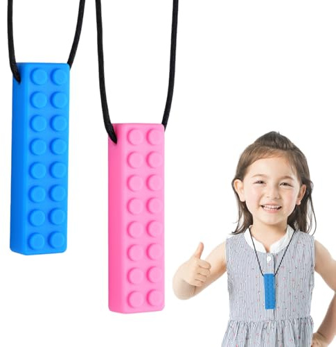 2 Pezzi Collana da Masticare, Chew Collana per Masticare il Pastello Sensoriale, Giocattoli Masticabili Sensoriali per Autismo, Ciondolo per Masticare per Ragazzi e Ragazze
