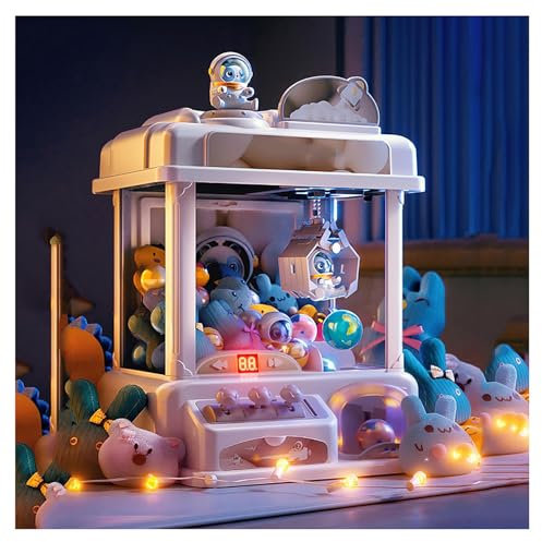 CUCUKAKA Mini-Krallenmaschine, Candy Grabber mit Licht Und Musik,2panda-Puppe,25 Plüschtieren,20 Gashapons, Mini Claw Machine Toy Geburtstagsgeschenk für 3–9-jährige Kinder