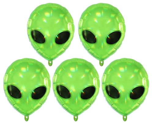 5 Stück Alien Luftballons, Grüne Luftballons Alien Ballons, Folienballon Alien, Helium Ballon Alien für Party Dekorationen, Alien Themen Hintergrund, Halloween, Weihnachten, Geburtstagsdekoration
