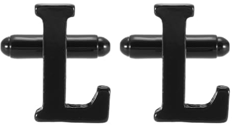 PATIKIL Initial Manschettenknöpfe Klassisches Alphabet Buchstabe L Männer Manschettenknöpfe 26 Buchstaben A-Z Mit Geschenkbox Für Männer Vater Ehemann Hochzeitsgeschenk Schwarz