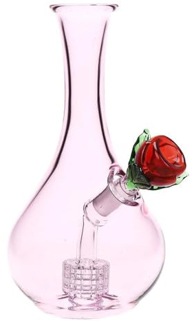 Pink Vase Bong with Red Rose Bowl - 18cm | Unique Floral Design for Stylish Smoking Experience - Vastu