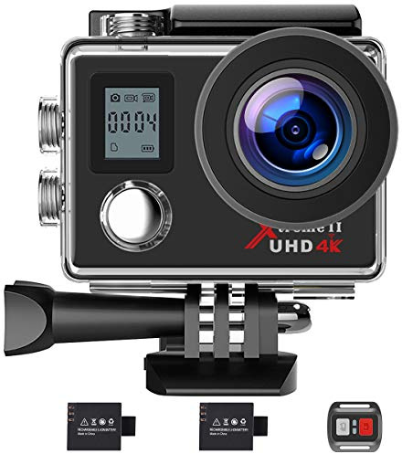 Action Camera 4K, telecamera subacquea impermeabile da 30 m, obiettivo grandangolare 170°, telecamera sportiva WiFi PC con telecomando, 2 batterie e kit di montaggio, action cam per snorkeling