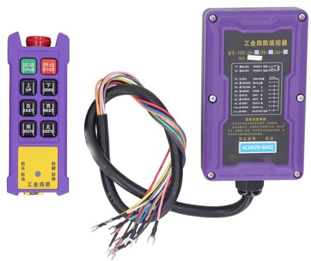 Crane Button Switch, Quick Response 300m Working Range Stable Signal Crane Remote Control LED Indicator 8 Buttons IP67 (24V)