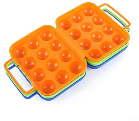 Gdfnmogo Tragbare Eierbox aus Kunststoff mit 12 Mulden, stapelbar, Frischhaltedose für Küche, Kühlschrank, Camping, Außenbereich, lebensmittelecht (Orange)