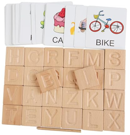 POPETPOP Juguete Educativo de Letras de Madera Seguro Aprendizaje Cognitivo para Bebés Montessori Desarrollo de Pensamiento y Habilidades Motoras para Hogar y Aula