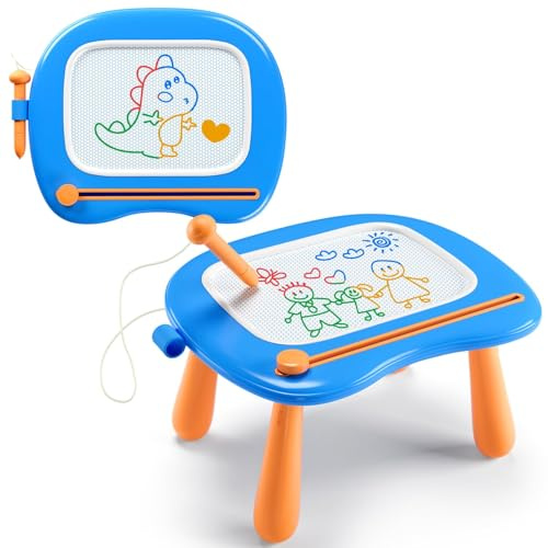 Maltafel Zaubertafel ab 1 jahr, bunte Magnetische Zeichentafel mit 4 Beine, pädagogische Spielzeug für Mädchen Junge Kleinkind Kinder 1 2 3 4 5 Jahre, Zeichenbrett Lernspielzeug Geschenk (Himmelblau)