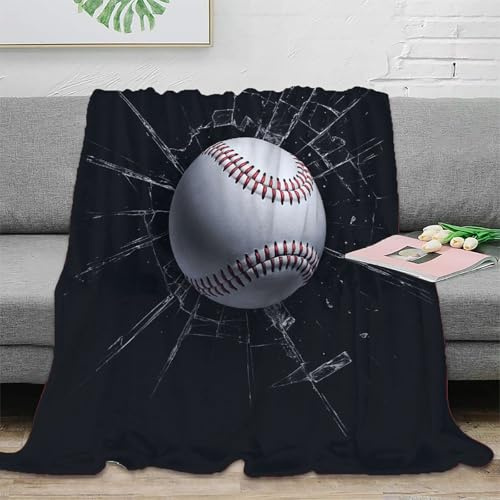 ZFLDKWGP Impacto Realista 3D Impresa Manta Béisbol Microfibra Decoración Hogar Manta Béisbol para Adultos Sofá Dormitorio 40x50inch(100x130cm)