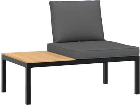 MOBCANT Gartenbank & Outdoor Bank Schwarz Pulverbeschichtetes Aluminium Parkbank mit Beistelltisch Balkonbank für Garten, Terrasse, Hinterhof (110 x 73 x 73 cm)