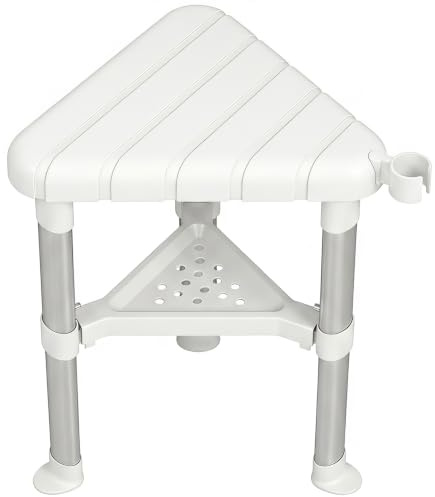 HOMCOM Aluminium Alloy Corner Shower Chair Adjustable Height 136 Kg White