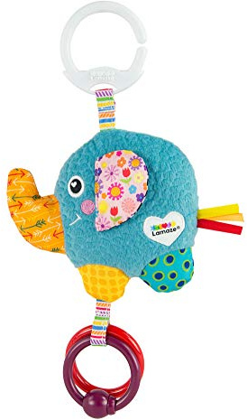 Lamaze L27526 Baby Spielzeug Eloy, der Elefant Mini Clip & Go, das hochwertige Kleinkindspielzeug. Der quietschbunte Greifling fördert Motorik und ist das perfekte Kinderwagenspielzeug und Kuscheltier