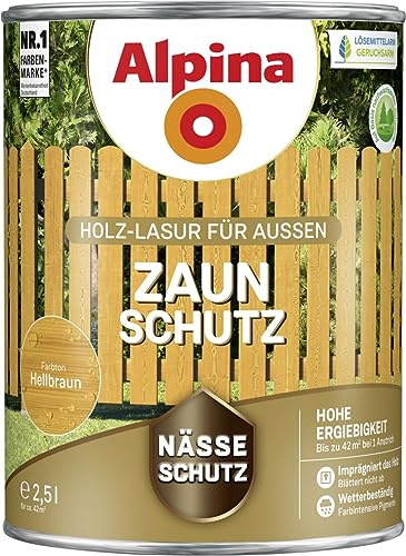 Alpina Zaun-Schutz Hellbraun 2,5 Liter Holz-Lasur für Außen