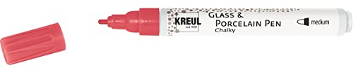 KREUL 16572 - Glass & Porcelain Pen Chalky Cozy Red, formstabile Rundspitze mit Strichstärke 2 - 4 mm, sanft - matte Glas- und Porzellanfarbe mit Kreide Optik, deckend, lichtecht