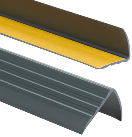 ProfiPVC PVC Treppenkantenprofil selbstklebend 50x40mm 200cm Anthrazit | Treppenkantenschutz, Kantenschutzprofil für Treppenstufen, Anti-Rutsch-Oberfläche, einfache Montage ohne Bohren