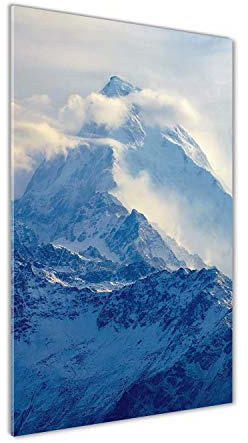 Tulup - Impression sur Verre Acrylique - 70x140 - Image sur Plexiglas - Déco Mural derrière Le Plastique - Tableaux pour la Mur - Mural Art - Décoration - Paysage - Bleu - Le Sommet de la Montagne