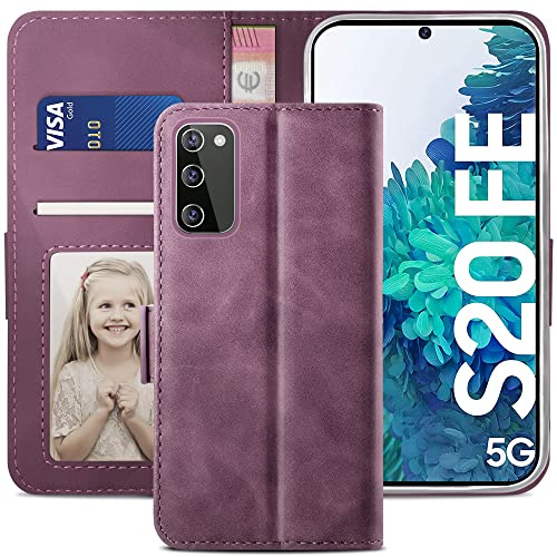 YATWIN S20 FE Handyhülle für Samsung Galaxy S20 FE Hülle, Klapphülle Samsung S20 FE 4/5G Premium Leder Brieftasche Schutzhülle [Kartenfach] [Magnet] [Stand] Handytasche Case für S20 FE 2022, Weinrot