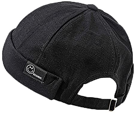 Herrenmütze, Dockermütze, Beanie, Matrosenmütze, Arbeitermütze, Rollmanschette, Retro, randlos, verstellbar, MP113-Schwarz, Einheitsgröße