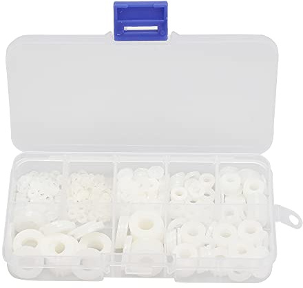 Bestgle 520 Pcs Nylon Blanco Arandela Plana Aislante Redondo Separador M2 M2.5 M3 M4 M5 M6 M8 M10 para Arandelas Mecánicas