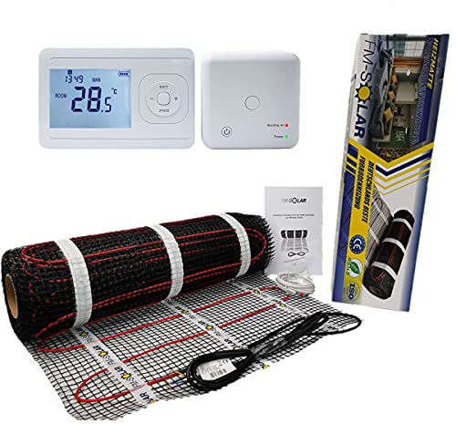 12m² Elektrische Fußbodenheizung 200W/m² elektro Bodenheizung TWiIN Fliese, Thermostat:Funk Thermostat