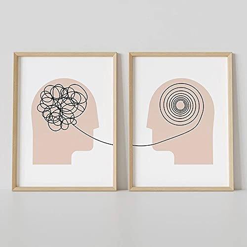 marca generica Reden hilft Therapeuten Büro Kunstdruck Abstrakte Poster Wand Leinwand Malerei Arzt Büro Bild Für Wohnzimmer Wohnkultur Ungerahmt-50x70cmx2