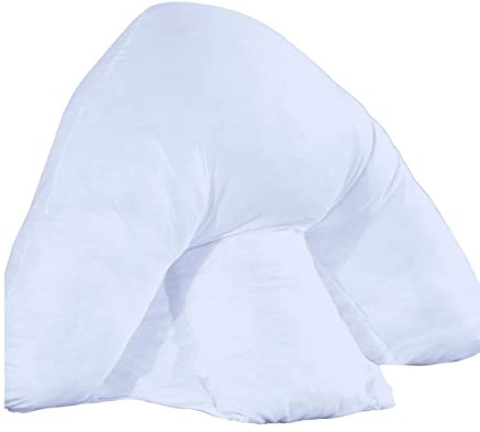 Sapphire Collection Orthopedic Batwing Shaped Pillow and Cover Reading Lumber Neck & Back Support Pillow for Help Hollowfiber Filling for Healthy Posture Includes Free White Cover