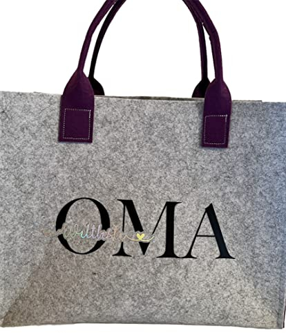 Filztasche „Weltbeste Oma“ | Handgemachte Tasche aus Filz | Geschenkidee für Oma | Muttertag & Geburtstag | 35×28×15 cm | Farbe wählbar | Nähmadl Olivia