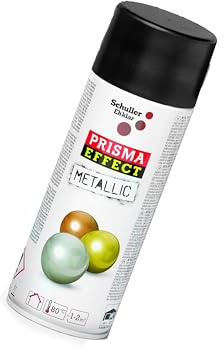 Metallic Lackspray Schwarz Sprühlack Effektspray Prisma Effect Pro Acryl mit Metallpigmenten, 400ml + Bisomo Sticker