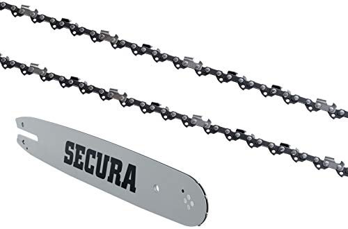 SECURA 2 Längsschnitt Sägeketten + Schwert kompatibel mit Pioneer P26 Motorsäge mit 40cm 0.325 66TG 1,5mm