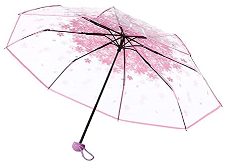 TOPINCN Parapluie transparent pour la pluie - Motif fleurs de cerisier - Pliable - Décoration de mariage - Accessoires photo - Pour enfants - Rose