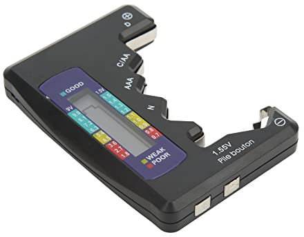 Battery Capacity Gauge Digital Tester Universal D C N AAA AA 9V 1.5V Button Cell Analyzer Digital Battery Capacity Cell Analyzer Battery Tester Digital (Nero)