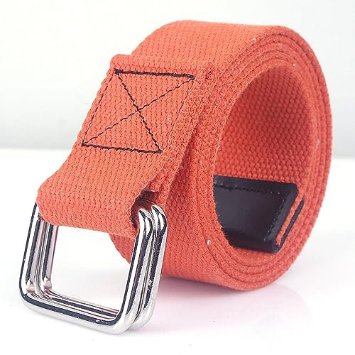 MeiLiSis Gewebter Canvas-Gürtel Mit Doppelter D-Ring-Schnalle, Lässiger Gürtel, Künstlerische Stilvariation, Gewebter Canvas-Gürtel, Einfach Atmungsaktiv, Robust Und Langlebig, Quadratischer Orangefa