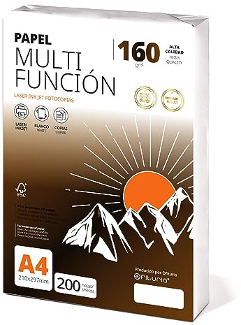 Folios a4 160gr 200 hojas, Papel Multiusos para Impresora, Folios para Impresoras Láser y de Inyección, Fotocopiadora, Para uso Oficina, Material Escolar, Paquete de Papel - Ofituria (160gr, 200h)