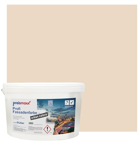 Preismaxx Profi Fassadenfarbe Rot Ahornholz silikonharzverstärkt aussen 5l | Für Putz Beton, Abperleffekt, wasserabweisend, UV-beständig, hohe Deckkraft, rissfüllend, diffusionsoffen, Made in Germany,